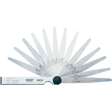 Vogel Germany Fühlerlehren-Satz (8 Blatt, Messbereich: 0.05-0.50 mm, 100mm lang)