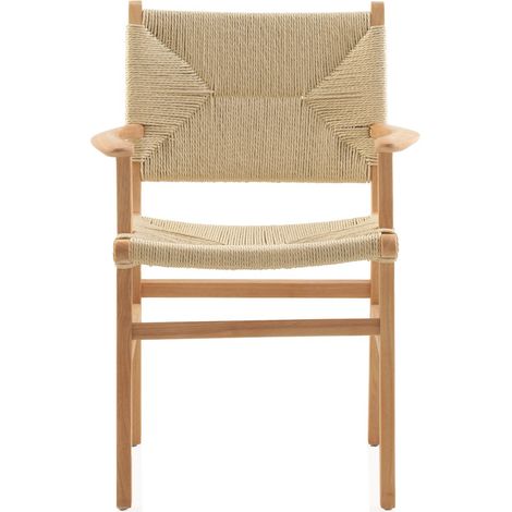 4er-Pack Sessel aus Hevea-Holz mit geflochtener Sitzfläche und Rückenlehne (1/5)