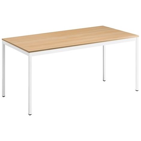 Table multi-usages chêne clair L 160 x P 80 cm - Éco - piétement blanc - Maxiburo