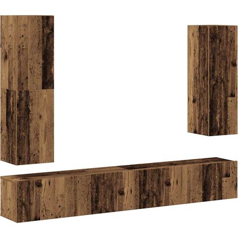 Maison Exclusive - 4-tlg. TV-Schrank-Set Wandmontage Altholz-Opti