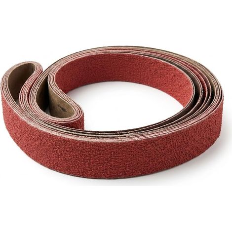 Lot de 5 bandes abrasives en céramique 50 x 2000 mm, grain 60, pour ponceuse à bande, polissage du bois et du métal (1/5)
