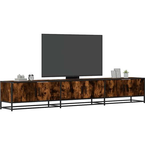 Meuble TV Banc TV Armoire TV chêne fumé 240x35x41 cm bois d'ingénierie