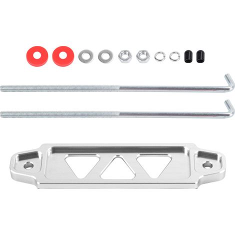 Car aluminum alloy battery bracket clips, battery holder fixing clips, battery bracket triangular 3-hole - silver with accessories (1/4)