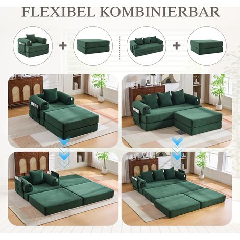 Fauteuil en velours côtelé à cadre métallique ergonomique. Rembourrage épais avec poche latérale et coussin modulable pour tout maison. (1/5)