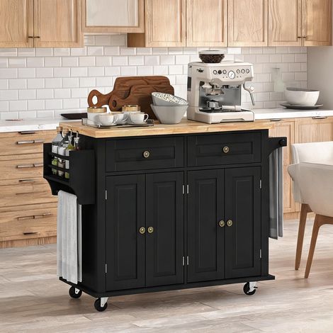 Buffet noir en bois 111 x 44 x 82 cm (1/5)