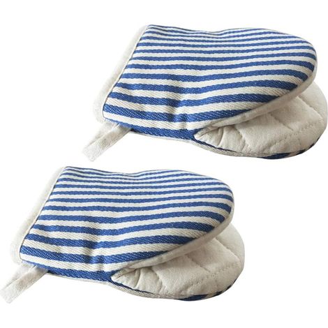 2Gants résistants à la chaleur uniquement -Gants de cuisine en coton - Bleus (1/5)