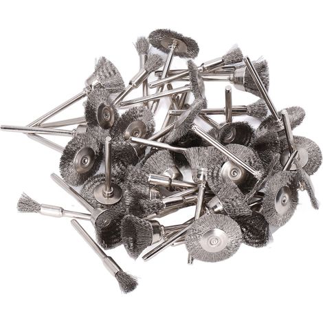 Ensemble de 60 brosses métalliques en acier inoxydable, pour le dépoussiérage, manche de 3 mm, 3 formes. (1/5)