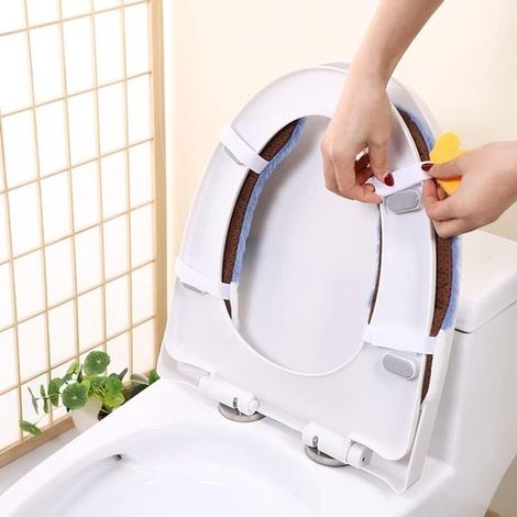 3er-Set weiche WC-Sitzkissen mit Hasenmotiv – Grau/Blau/Rosa, warm, bequem, einfach anzubringen für optimale Hygiene (1/4)