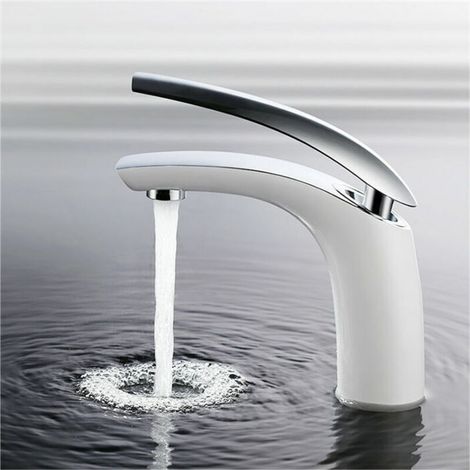 RHG Robinet Salle de Bain Mitigeur de Lavabo en Laiton de Qualité Blanc Chromé obinetterie pour Lavabo Hauteur sous Bec 125mm (1/5)