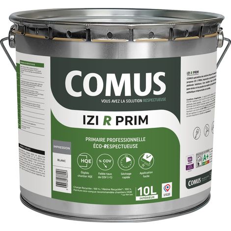 IZI R PRIM 10L - Primaire en phase aqueuse éco-respectueuse à base de 50% de matières recyclées - COMUS