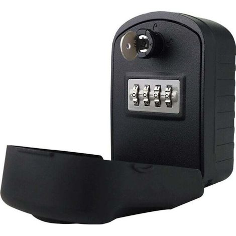Secure Key Box, Large Outdoor Key Safe with 4-Digit Combination & Emergency Keys, Waterproof and Rustproof, Wall-Mounted Key Box for Schools, Offices, Factories (Black, 1396cm) (1/4)