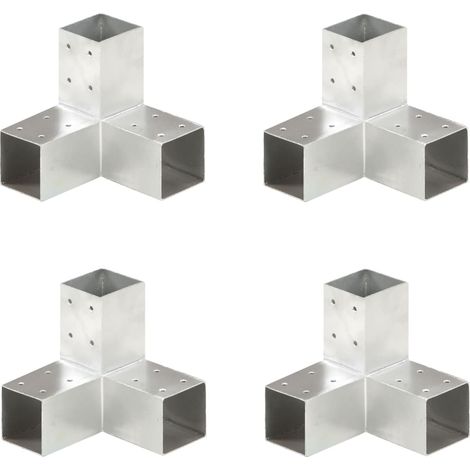Vidaxl – Connecteurs de poteau en Y métal galvanisé 71x71 mm – Lot de 4 – Installation facile avec trous pré-percés – Pour structures extérieures stables (1/6)