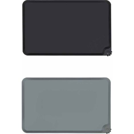Sets de table en silicone pour animaux - Anti-éclaboussures et antidérapants - Conviennent aux gamelles de chiens et de chats - Gris/Noir - 48 x 30 cm - Lot de 2 (1/5)