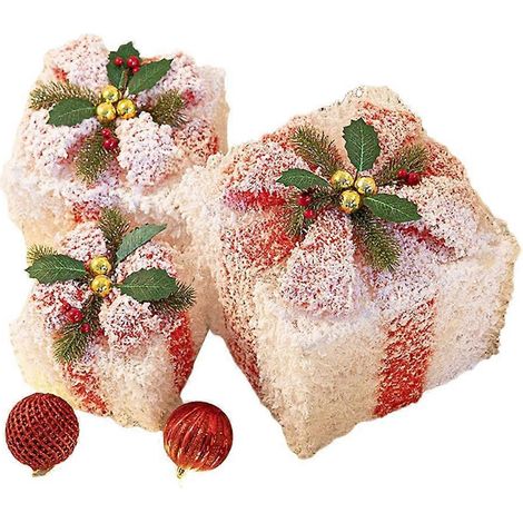 Décorations de Noël en boîte cadeau, motif paysage enneigé, pour la maison ou le bureau