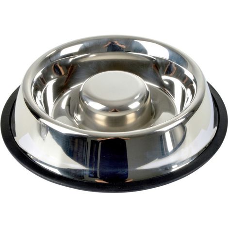 Gamelle Anti-Glouton Chien & Chat "Inox" 25cm Argent (1/2)