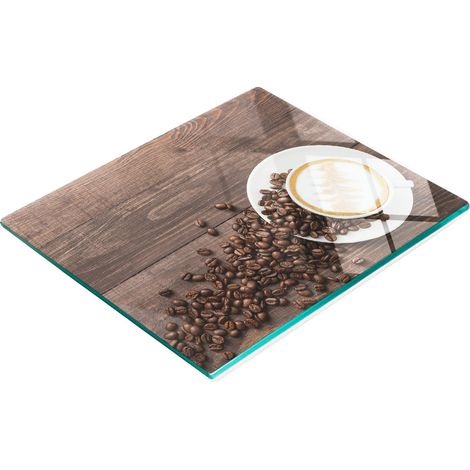 Tabla de cocina de vidrio templado con dise帽o de granos de caf茅, madera, 60x52 cm (1/5)