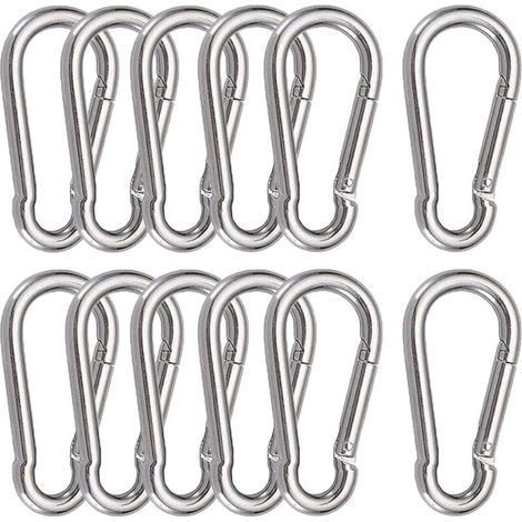 12 Pièces Mousquetons M6 Mousqueton INOX 304 Crochet Mousqueton Boucle à Ressort pour Suspendre Crochet Fixe 60 x 6 mm (1/5)