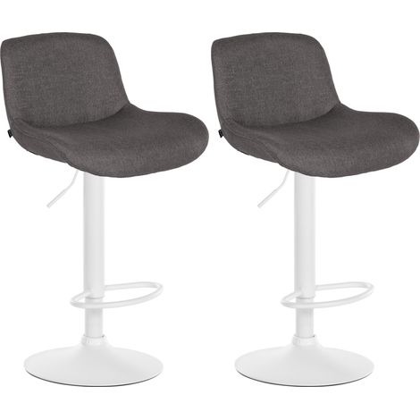 2er Set Barhocker Solon Weiß dunkelgrau Stoff (1/5)