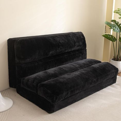 Pouf canapé-lit pliable pour adulte, canapé de sol extra épais pliable en 6 positions, pour chambre à coucher, salon, noir, 135 x 240 cm (1/5)