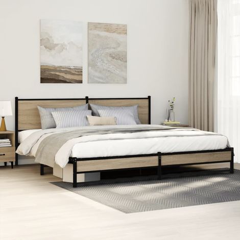 vidaXL Estructura de cama sin colchón metal roble Sonoma 193x203 cm (1/5)