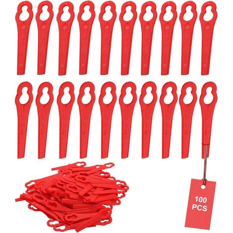 Packung mit 100 Ersatz-Kunststoffklingen für rote Rasentrimmerklingen, Kunststoff-Rasentrimmerklinge FRT18A FRT18A1 Kunst 46155 FRT20A1 Zubehör H23 (1/4)