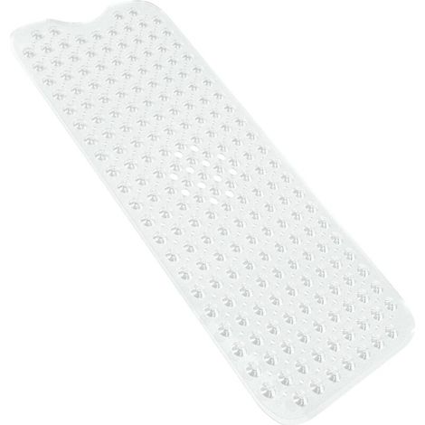 Non-slip bath mat for children, shower, 100 x 40 cm, extra long, Apis non-slip bath mat with suction cups, white, machine washable. (1/4)