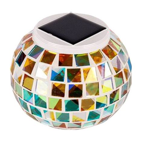 Lampe solaire d'extérieur rechargeable en forme de boule de verre multicolore, lampe solaire étanche adaptée à la terrasse du jardin (1/4)