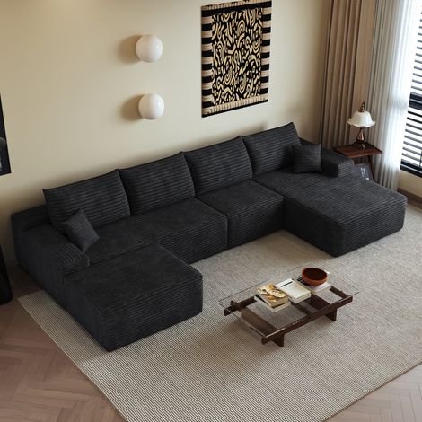 Modulares Ecksofa mit Chaiselongue 340 cm, schwarz OKMYHOME (1/5)