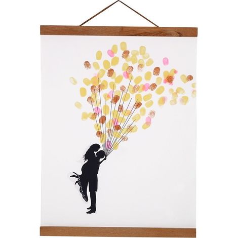 Cadre Photo Magnetique Bois Teck - 4 Barres Magnétiques pour Affiches et Photos - 30 cm - Fixation Sans Perçage (1/5)