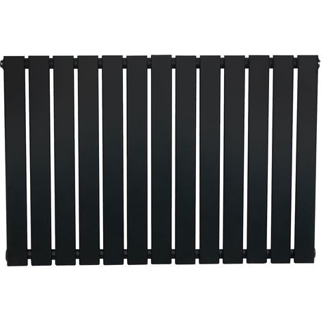 Radiateur Plat à 1 Colonne 600 x 910 mm en Acier Carbone Noir Chauffage Centrale Moderne Horizontale Monté Sur Mur Cuisine Salle de Bain [Brosse de Nettoyage & Supports INCLUSES] (1/5)