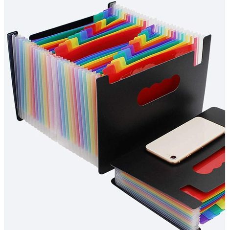 Trieur Document A4 24 Compartiments,Chemise Trieur Plastique avec Couvercle pour Bureau, École, Maison (1/2)