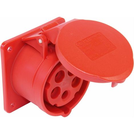 Presa da pannello 32A 5P 400V /75x75/ rossa IP44 twist 325-6f7