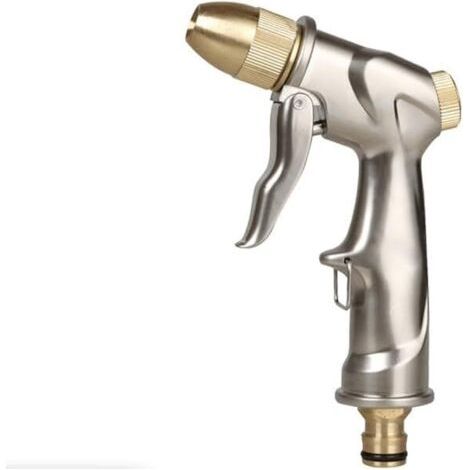 Pistola pulverizadora de metal, boquilla de pulverización de metal, boquilla de agua de alta presión con 4 modos, para regar plantas y césped, lavar coches, patios y animales. (1/5)