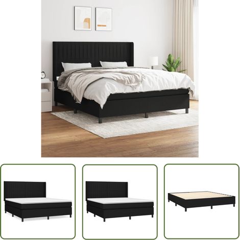The Living Store Boxspringbett mit Matratze Schwarz 160x200 cm Stoff - Boxspringbett - Doppelbett - Schlafraum - Bettenrahmen - Matratze (1/5)