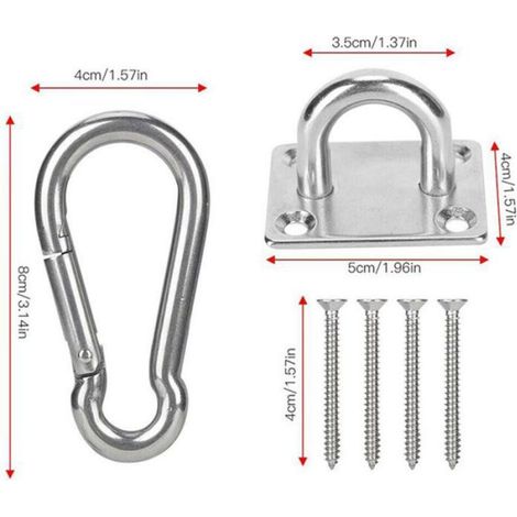 Kit Fixation Balançoire - Acier Inoxydable 304 - Charge Max 200 kg - Pour Yoga Aérien Et Hamac - M8 (1/5)