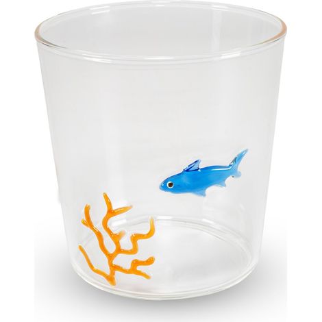 WD LifeStyle Bicchiere Vetro Borosilicato Cc 250 ml Decoro Squalo