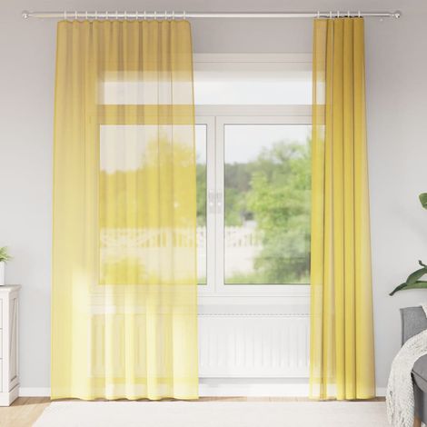 Voile Vorhänge mit Stangentaschen 2 Stk. Gelb