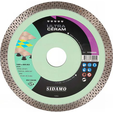 Sidamo – Disque diamant 230mm 11130026 – Alésage 22,23mm – Pour grès céram et faïence – Coupe nette sans éclat – Segment 10mm
