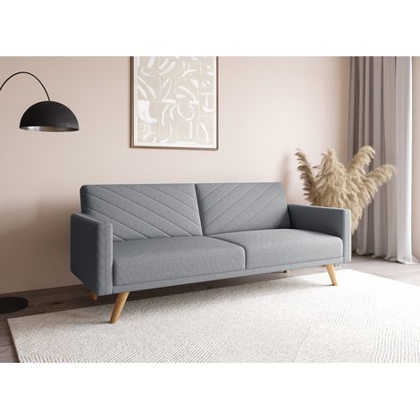 Deco In Paris – Canapé convertible 3 places scandinave en tissu gris – Dimensions 196.5x86x94cm – Couchage 181x110cm – Garnissage mousse 100% polyester (1/5)