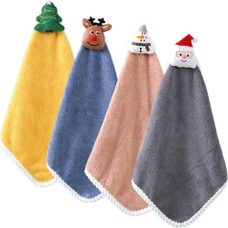 Lavabo, dessin animé, cerf, poupée, cuisine, Noël, bonhomme de neige, absorbant, lingette, Père Noël, séchage du visage, salle de bain, lave-vaisselle, spa, corail (1/5)