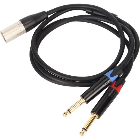 Câble répartiteur en Y double jack 6,35 mm vers XLR mâle, adaptateur convertisseur audio pour microphone, 1 m / 3,3 pi (1/5)