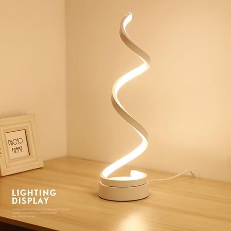 Acrylique LED protection des yeux lampe de table chevet spirale veilleuse chaude-UE Plug (1/4)