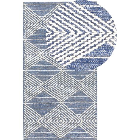 Rug DATCA Blue 80 x 150 cm Wool