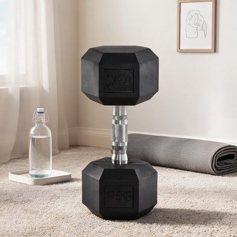 Haltère hexagonale en fonte 17,5 kg noir 16,2 x 16,2 x 34,6 cm (1/5)