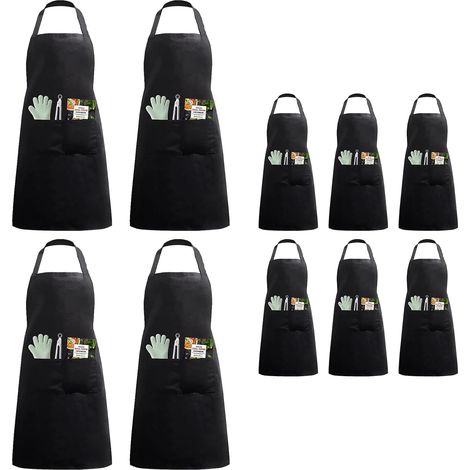 10 Tabliers de Cuisine avec 2 Poches 70x80cm Noir Unisex Homme Femme pour Cuisiner Restaurant BBQ Pâtisserie Chef Bricolage Travaux Ménagers (1/5)