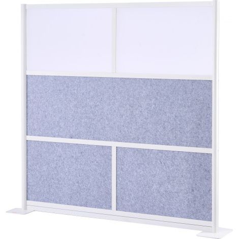 Cloisons de Bureau, 178x178 cm, Cloison de Séparation de Poste de Travail PET Modulaire, avec Fenêtres Givrées, Panneau de Confidentialité Autoportants de Pièce pour Bureau, Bibliothèque, École (1/3)