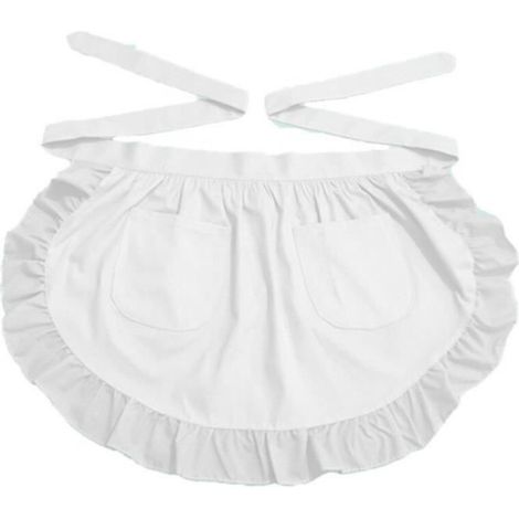 Tablier - Coton 100 - Cuisine Nettoyage Pâtisserie Peinture Artisanat - Blanc Vintage Avec Poches - Unisexe - 1 Pièce (1/4)