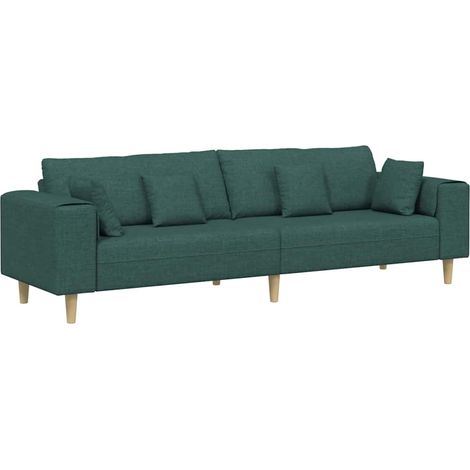 Sofá con cojín Verde oscuro 250 x 77 x 76 cm tela vidaXL
