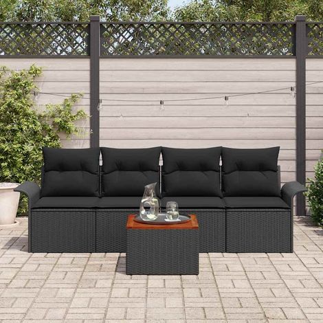 Conjunto de sofás de jardín 5 uds. 4-Número de plazas Negro vidaXL (1/5)