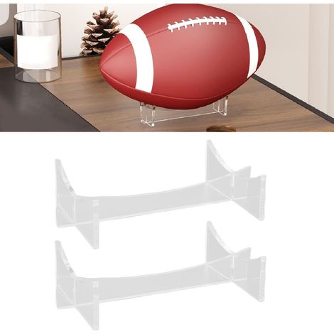 Präsentationsständer für Fuß- und Rugbybälle – 2-teilig aus dickem, transparentem Acrylglas – Standardmodell mit den Maßen 15 x 8,9 x 3,4 cm – Ideal zur Präsentation von Sportbällen und -ausrüstung (1/5)